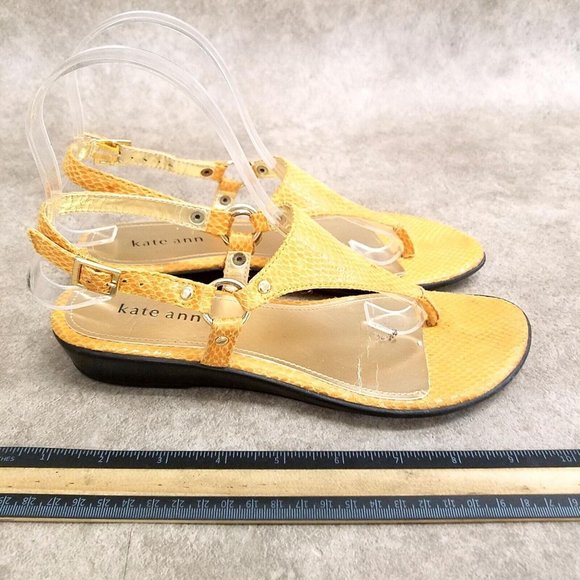 Kate Ann Womens  024-6039 Size 6.5 Yellow  Thong Slingback Sandals - Picture 6 of 10